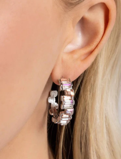FASHIONABLY FRAMED ORANGE HOOP EARRING