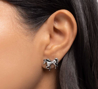 STALLION SELFIE SILVER POST EARRING