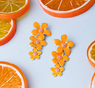 CRACK OF BLOOM ORANGE POST EARRING