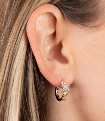 STARFISH SOWPIECE GOLD HOOP EARRING