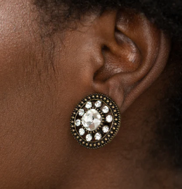 DAZZLING DEFINITION BRASS CLIP- ON EARRING