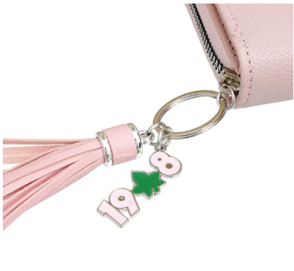 Alpha Kappa Alpha Sorority Paraphernalia Women's Pink Keychain Zipper Wallet