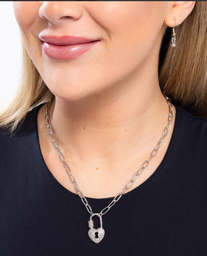 Padlock Potential Silver Heart Necklace