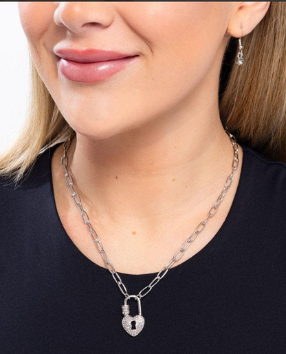 Padlock Potential Silver Heart Necklace