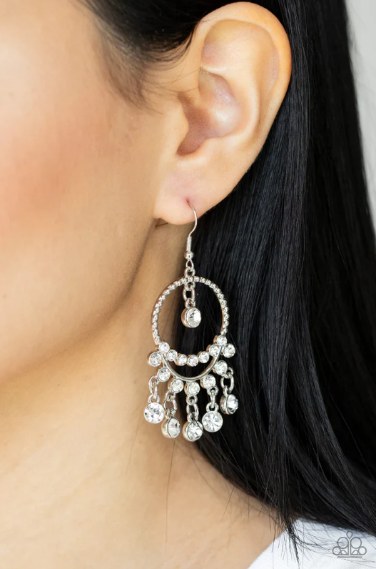 Cosmic Chandeliers White Earrings