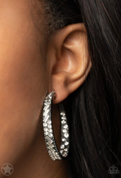 GLITZ BY ASSOCIATION WHITE HOOP EARRING