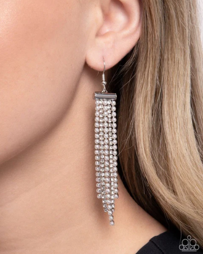 Tapered Team White Earring