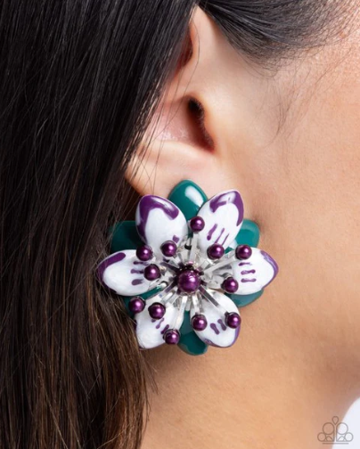 Dimensional Dowry Earrings - Purple