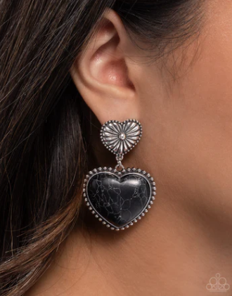 Rustic Reinvention Black Post Earring
