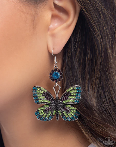 Fluttering Feature Green Earrings