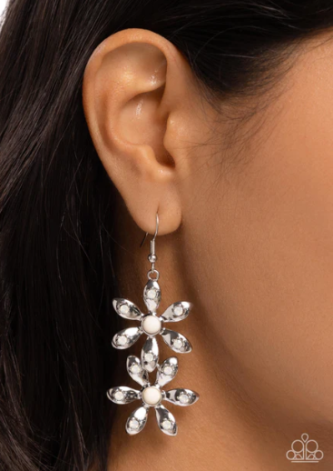 Fabulous Florals White Earrings