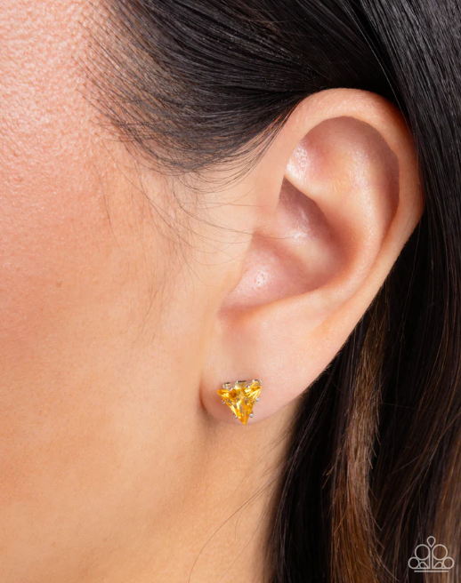 Triangular Twinkle Yellow Post Earring