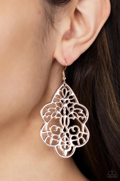 Festive Foliage Rose Gold Earrings