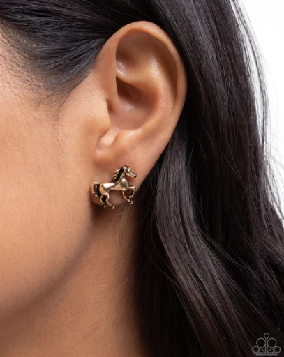 Stallion Selfie Gold Post Earrings