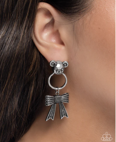 Bear in Mind Silver Earrings