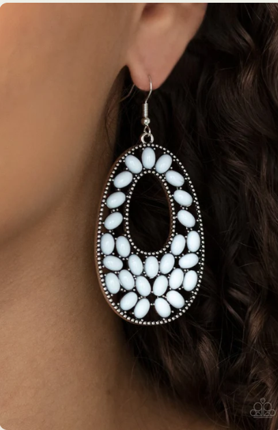 Beaded Shores White Earring