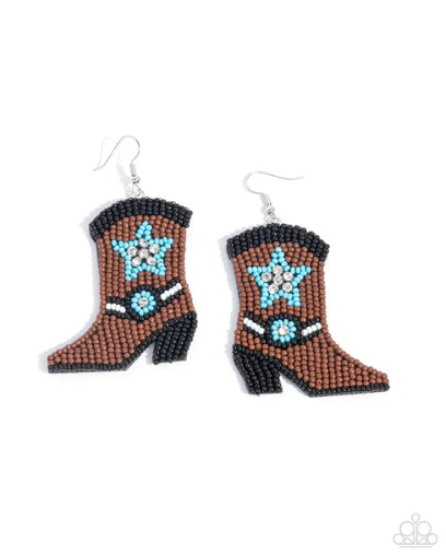 Beaded Boot Brown Earring
