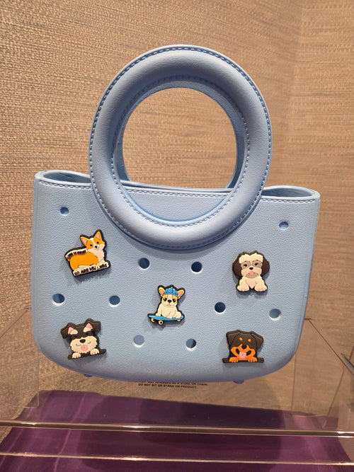 Light Blue Charm-Hole Mini Tote Bag