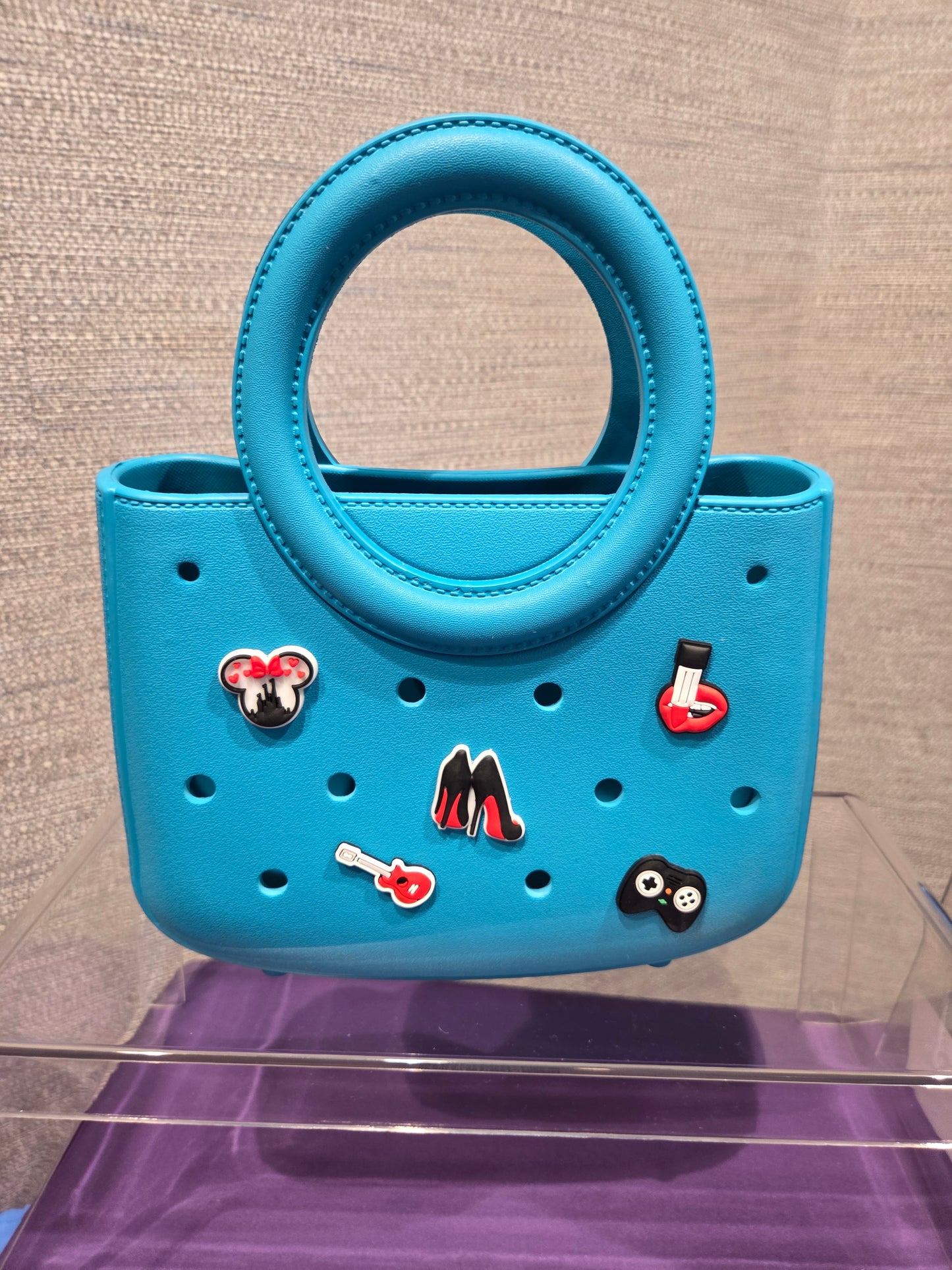 Teal Charm Hole Mini Tote Bag
