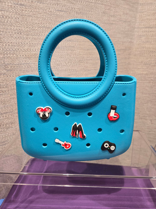 Teal Charm Hole Mini Tote Bag