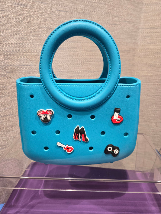Teal Charm Hole Mini Tote Bag