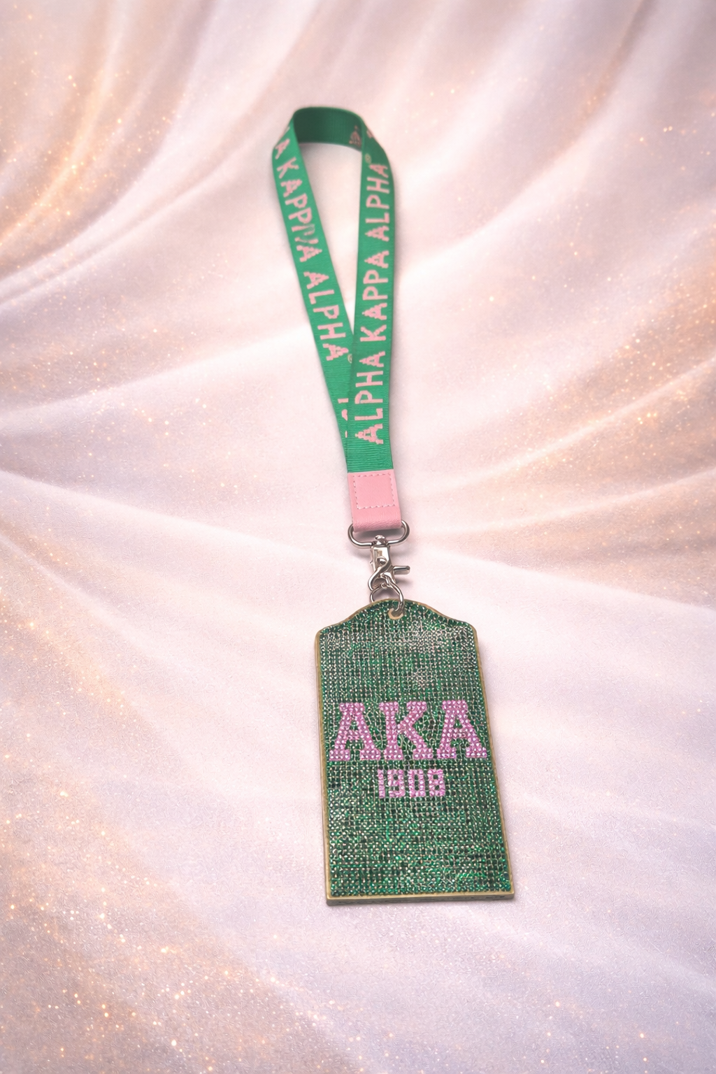 Alpha Kappa Alpha Bling Lanyard ID Holder – Green Edition
