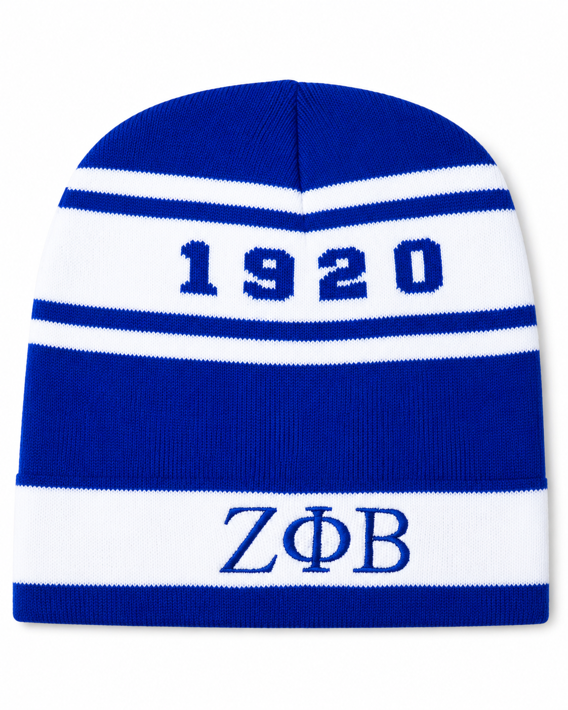 Zeta Phi Beta Blue and White Knit Hat