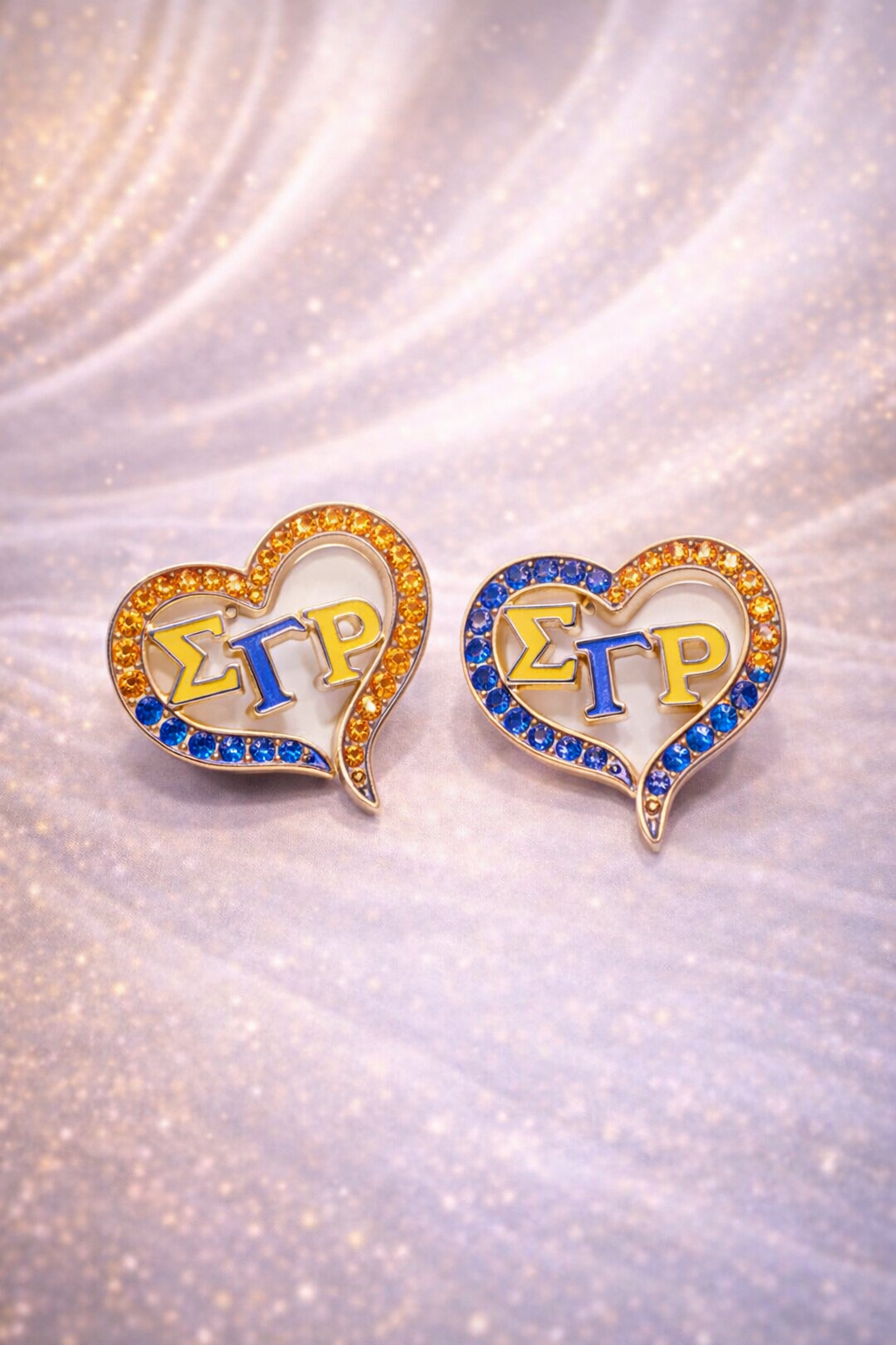 Sigma Gamma Rho Heart Bling Stud Earrings