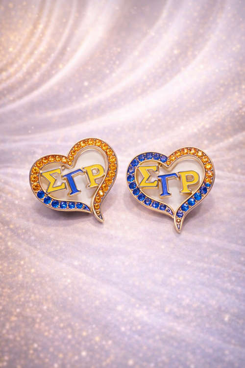 Sigma Gamma Rho Heart Bling Stud Earrings