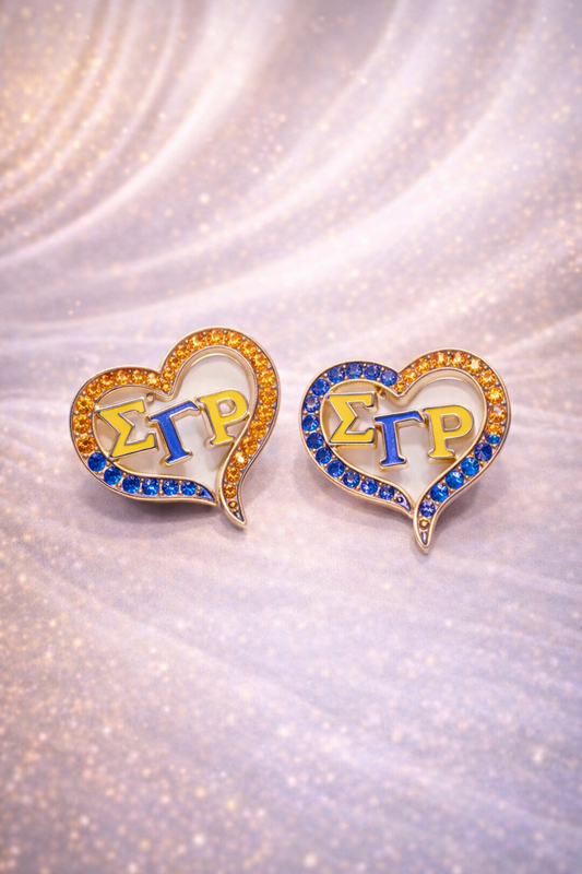 Sigma Gamma Rho Heart Bling Stud Earrings