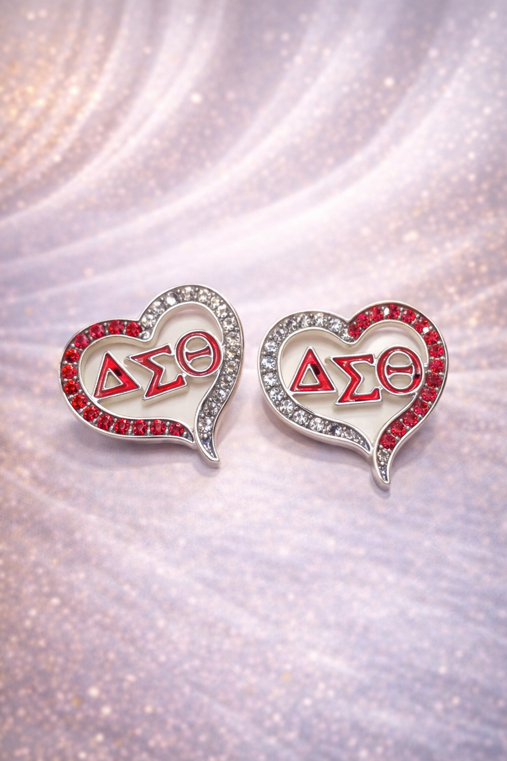 Delta Sigma Theta Heart Rhinestone Stud Earrings