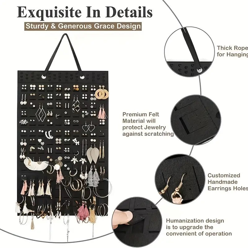 Felt Hanging Jewelry Organizer - Foldable Storage Bag