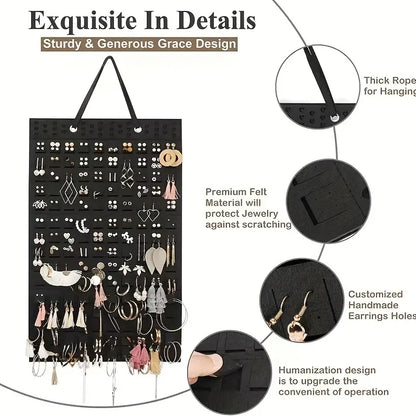 Felt Hanging Jewelry Organizer - Foldable Storage Bag